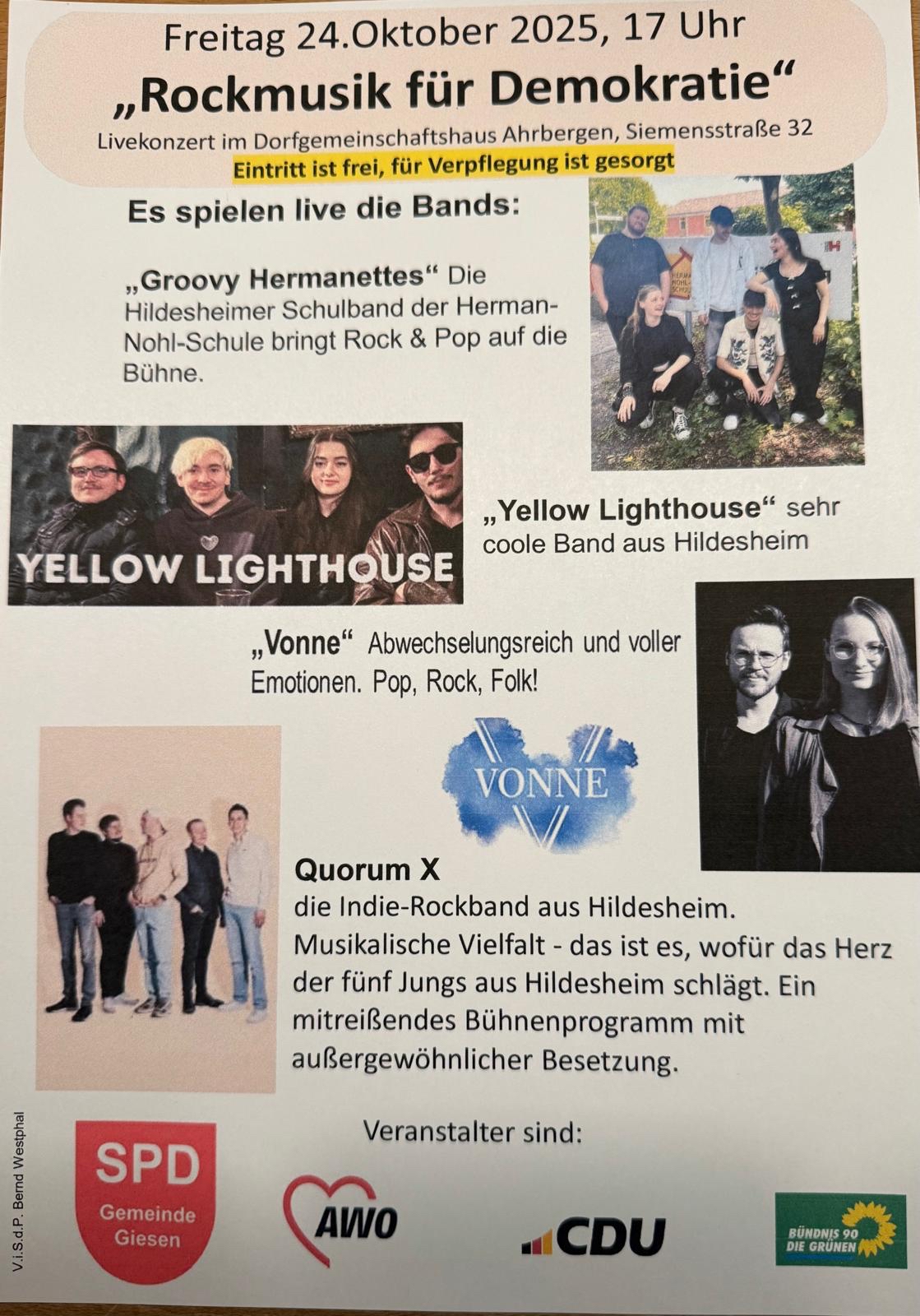 Plakat Rockmusik für Demokratie