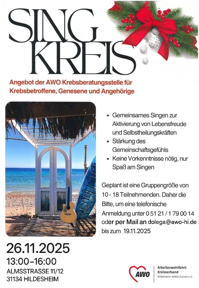 Plakat Einladung zum Singkeis am 26.11.2025